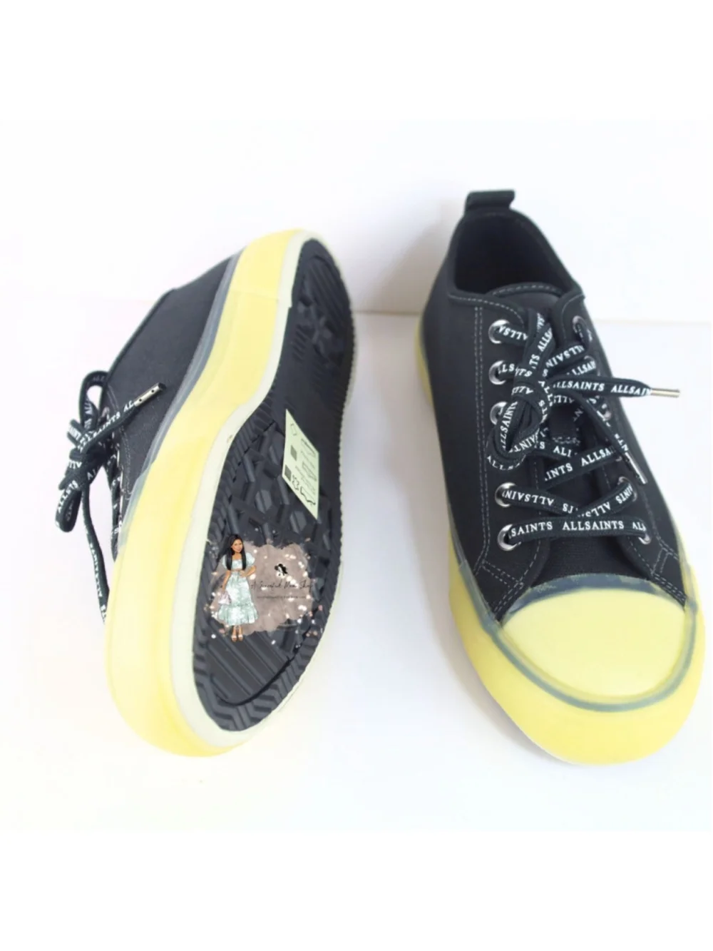 All Saints Jaxon Low Top Canvas Men Sneakers Black Size 10- 0111, 0121, 0123
